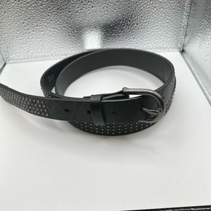 Black Studded Leather Belt with burnished Buckle, Vintage Gap